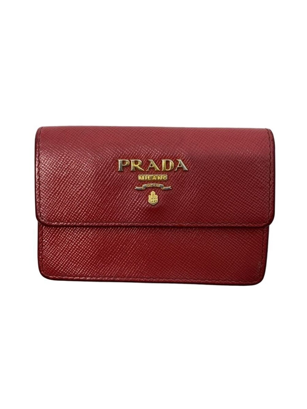 Prada Card Case Wallet Business Leather Bordeaux